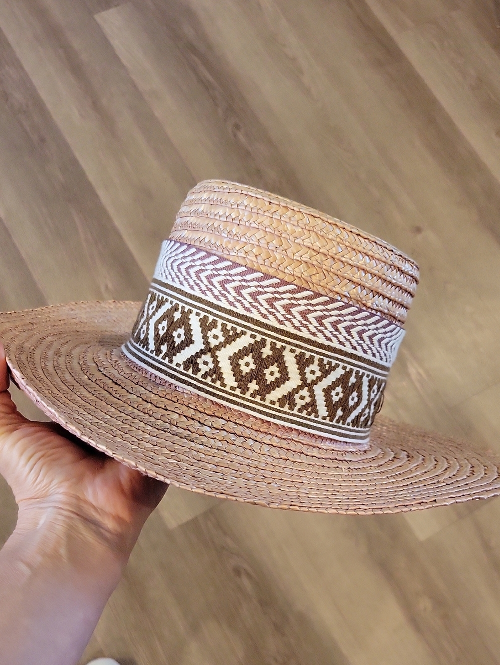 New Straw Tall Boater Sun Hat